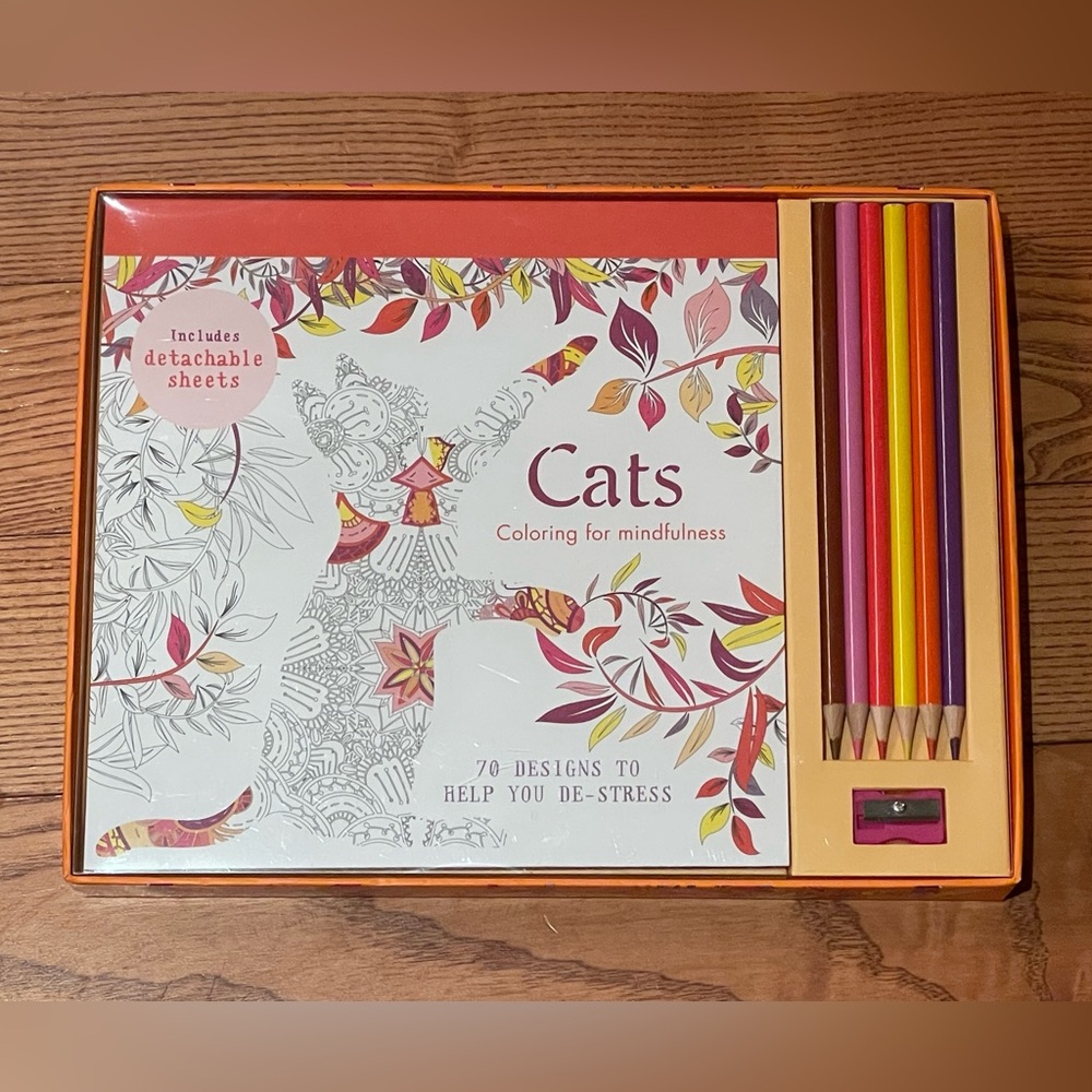 Cats: Coloring for Mindfulness, Adult Coloring Kit